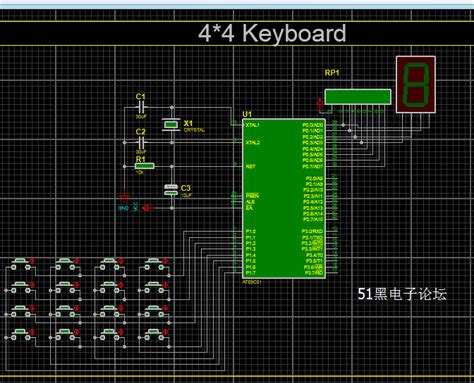 51单片机44矩阵键盘proteus仿真与源码 51单片机