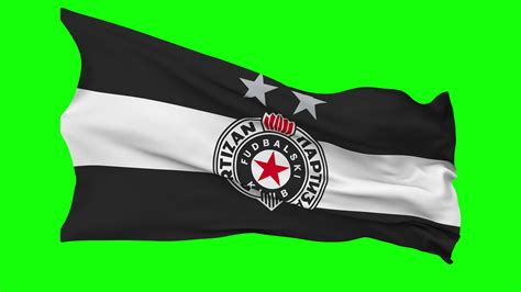 Fudbalski Klub Partizan Flag Waving Seamless Loop In Wind Chroma Key