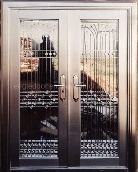 Sliver High Performance Stainless Steel Main Entrance Doors Decorative