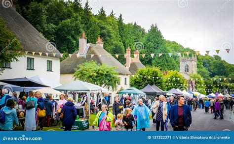 People Walking Down the Street during a Medieval Fair in Milton Abbas ...