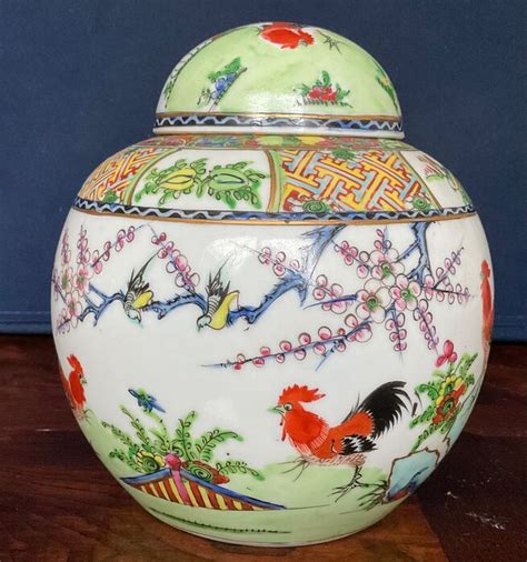 Ginger Jar Famille Verte Porcelain Flowers Rooster Catawiki