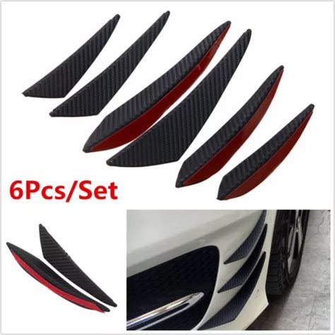 6pcs Car Bumper Lip Splitter Pvc Fins Body Spoiler Canards Refit Carbon Fiber 2540 Picclick Au