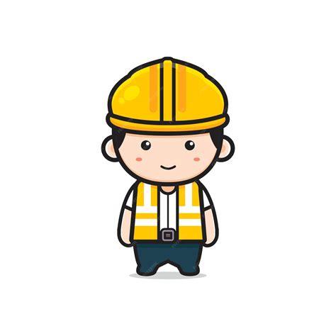 Premium Vector Cute Engineer Character Cartoon Icon Illustration