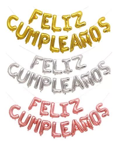 Globos Met Licos Letras Plata Letrero Feliz Cumplea Os En Venta En