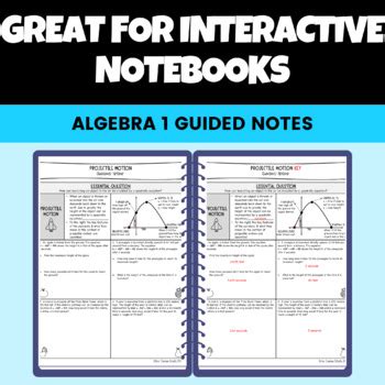 Quadratic Equations Projectile Motion Guided Notes Lesson Algebra