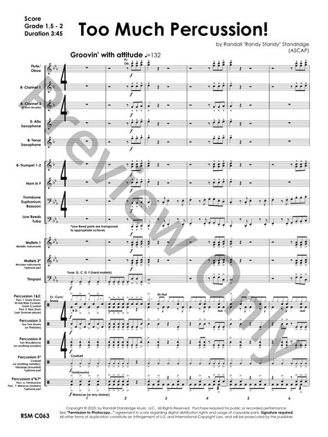 Too Much Percussion By Randall Standridge J W Pepper Sheet Music