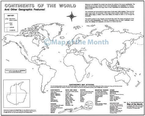 Continents of the World Map - Worksheets Library