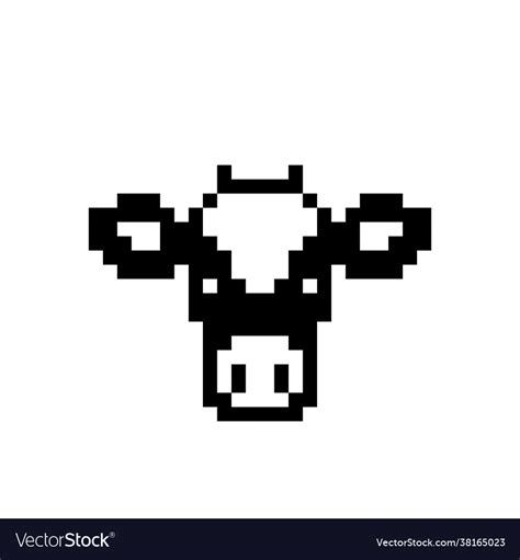 Pixel cow image for game assets Royalty Free Vector Image