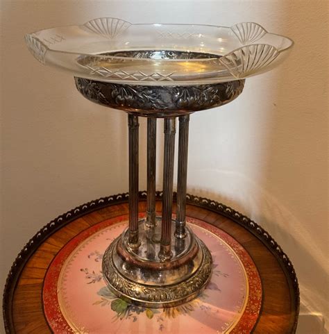 Proantic Antique Silver Metal Centerpiece With Glass Bowl