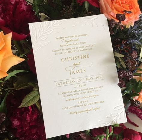 Christine And James Gold Foil Wedding Invitation