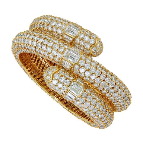 Bulgari Diamond Gold Flexible Trika Bracelet At 1stDibs