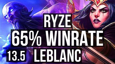 RYZE Vs LEBLANC MID 65 Winrate 0 1 10 KR Master 13 5 YouTube