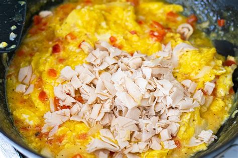 Scrambled Eggs with Turkey - Thrift and Spice