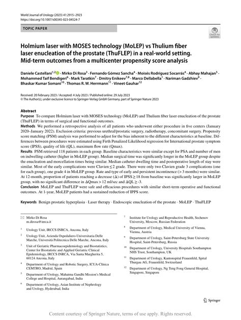 Holmium Laser With Moses Technology Molep Vs Thulium Fiber Laser Enucleation Of The Prostate