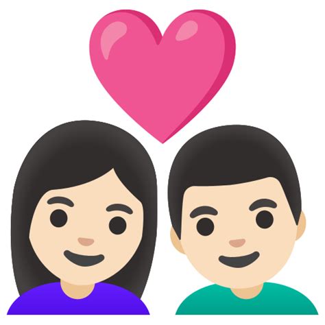 Casal Apaixonado Mulher Homem E Pele Clara Emoji