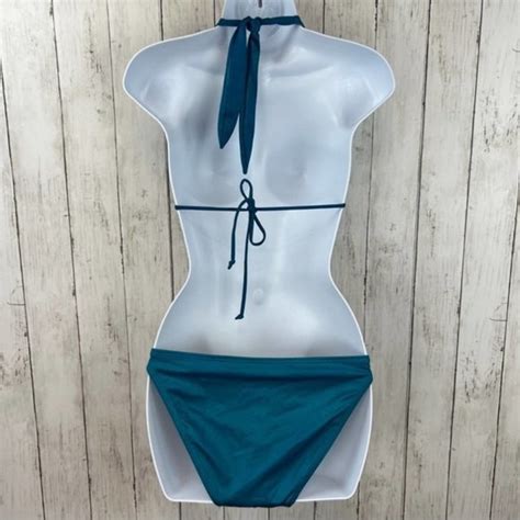 Swim Y2k Victorias Secret Metallic String Bikini Ml Blue Green