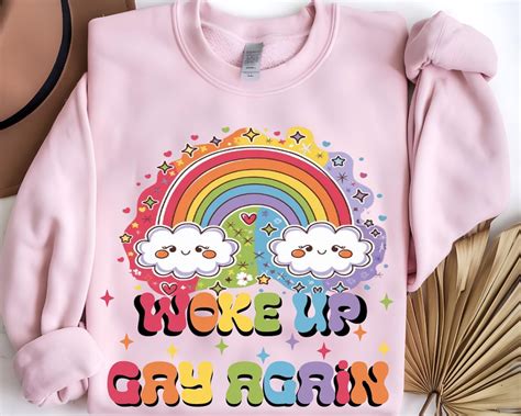 Oke Up Gay Again Png Funny Pride Png LGBTQ Rainbow Png Kawaii Pride