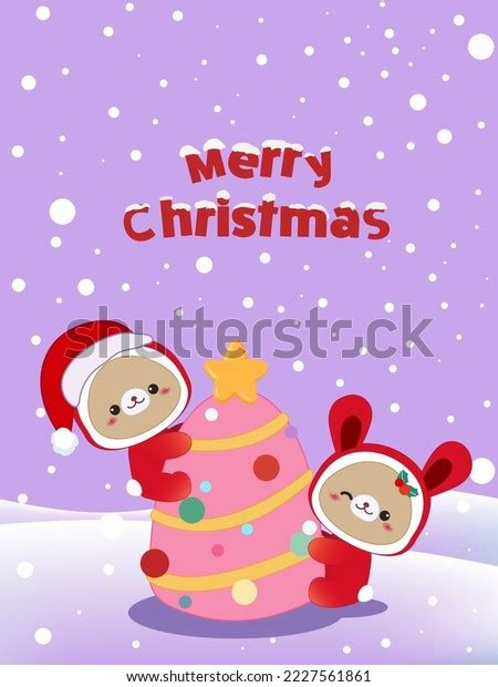 Vector Illustration Cute Cartoon Christmas Card Stock Vector Royalty