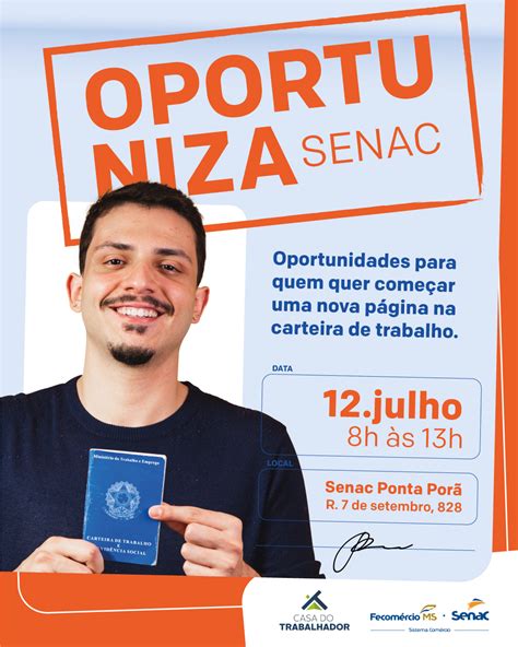 Senac Ponta Porã Realiza Evento Gratuito Com Oficinas Sobre Mercado De