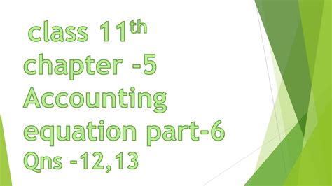 Accounting Equation Class 11 Accounts Complete Question Concept