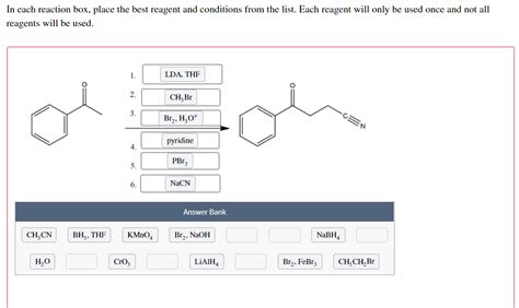 Solved In Each Reaction Box Place The Best Reagent And Chegg