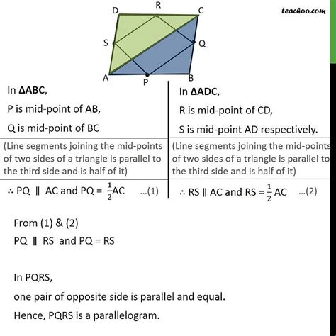 Ex 8 2 2 ABCD Is A Rhombus P Q R And S Are Mid Points