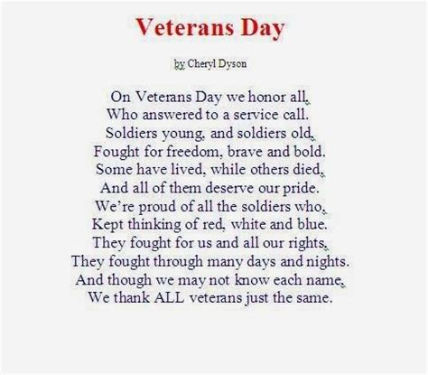 Veterans Day Poems For Church , Elementary Students 101+