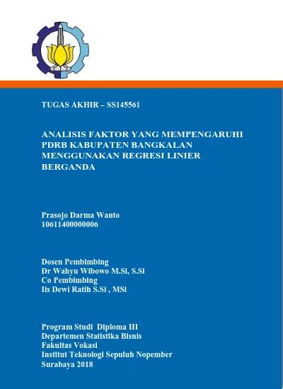 Analisis Faktor Yang Mempengaruhi Pdrb Kabupaten Bangkalan Menggunakan