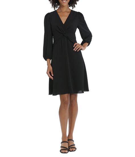 Maggy London Stretch Crepe V Neck 3 4 Sleeve Dress Dillards