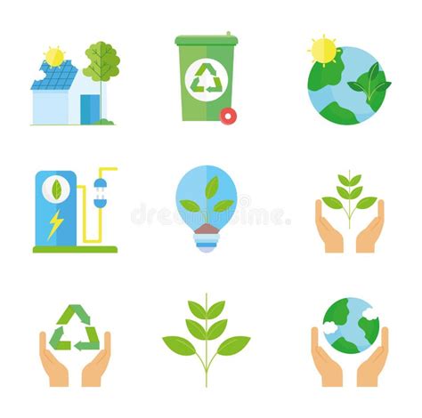 Ecology Renewable Environment Recycle Icons Collection Stock Vector