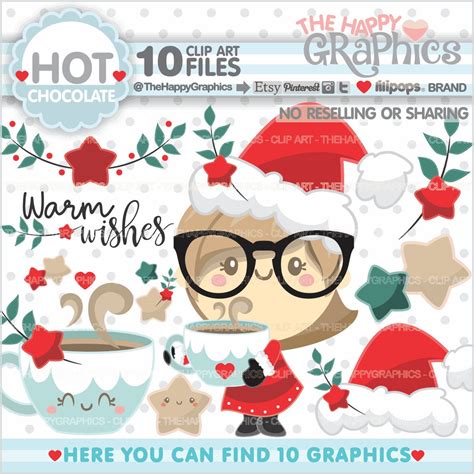 Hot Chocolate Clipart Christmas Clipart COMMERCIAL USE Hot Etsy