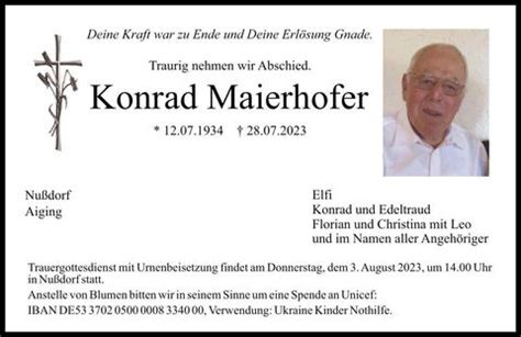 Trauer Maierhofer Konrad TA Anzeigen Traunsteiner Tagblatt