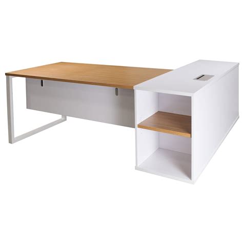 Morgan Executive Left Return Melamine L Shape Desk Zebra And White