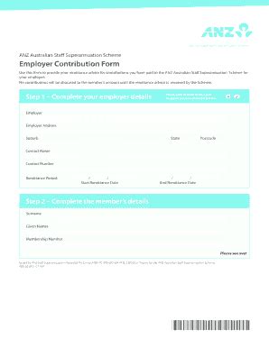 Fillable Online Anz Australian Staff Superannuation Scheme Employer Fax