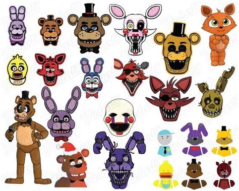 Fnaf Five Nights At Freddy Characters Layered Svg Dxf Vector Stencil