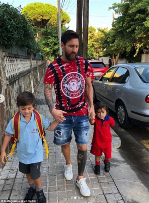 Lionel Messi Takes Children To School As Barcelona Star Enjoys Time Off