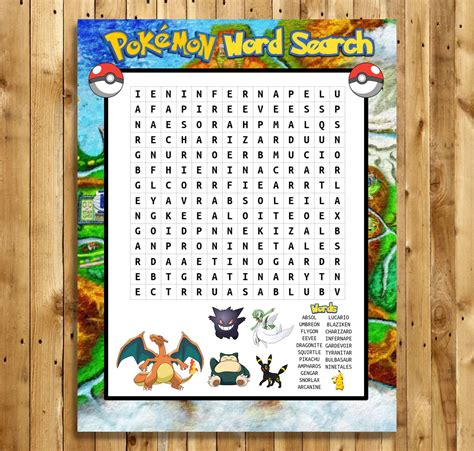 Pokemon Word Search Printable