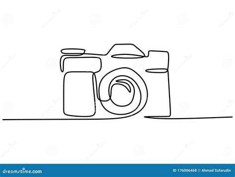 Digital Camera One Line Drawing Vector Illustration Gadget Technology