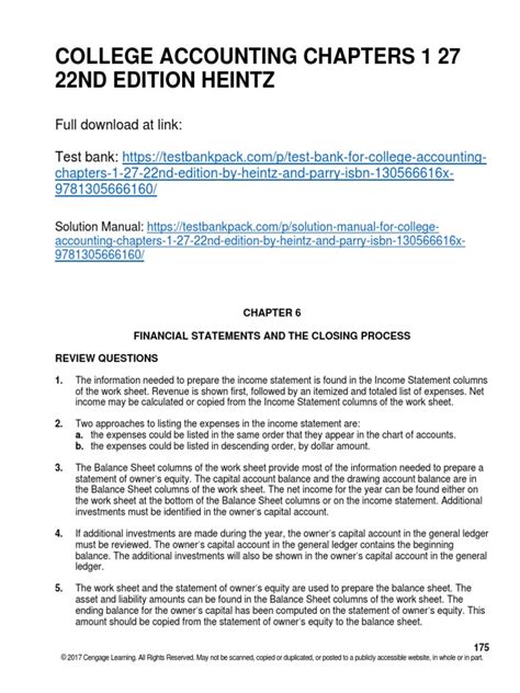 College Accounting Chapters 1 27 22nd Edition Heintz Solutions Manual ...