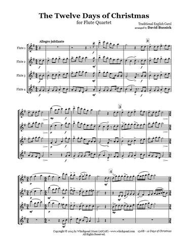 12 Days Of Christmas Flute Quartet PDF Sheet Music Download – Whichpond Music