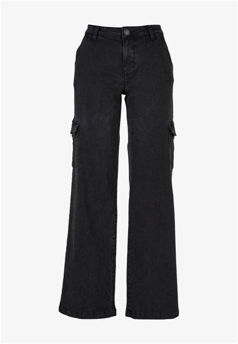 Urban Classics High Waist Flared Jeans Black Washed Gemêleerd Zwart