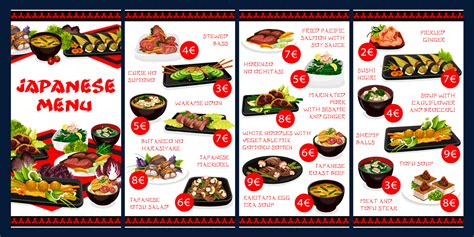 Japanese cuisine restaurant menu, traditional food 23589401 Vector Art ...