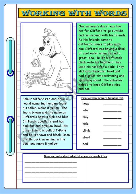 Cliffords Drink Bowl Esl Worksheet By Ritawi