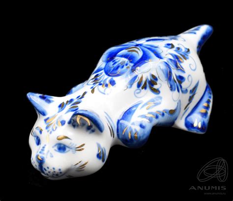Украшение на край полки «Кот» Размер 19×8,5 см Клеймо: Гжель. Лот №7495 ...