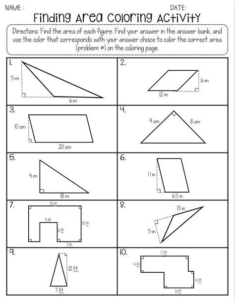 Area Of Parallelogram And Triangle Worksheets