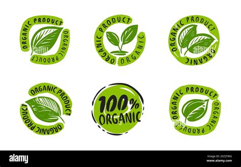 Organic Product Label Green Healthy Natural Food Stamp Eco Bio Symbol Stock Vector Image And Art