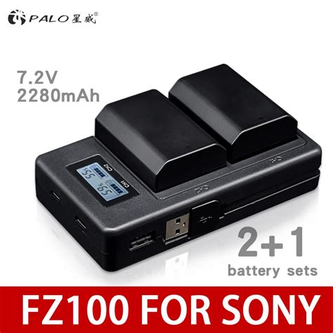 PALO 2PCS 2280mAh NP FZ100 NPFZ100 Battery LCD Dual USB Digital