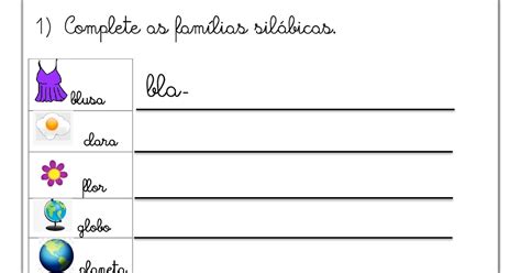 Palavras Com L Intrometido - ATIVIDADE SÍLABAS COMPLEXAS "L INTROMETIDO"