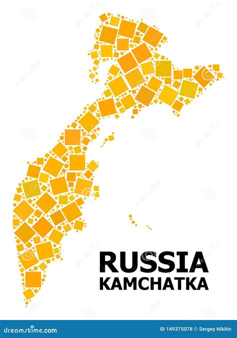 Gold Rotated Square Pattern Map Of Kamchatka Peninsula Stock