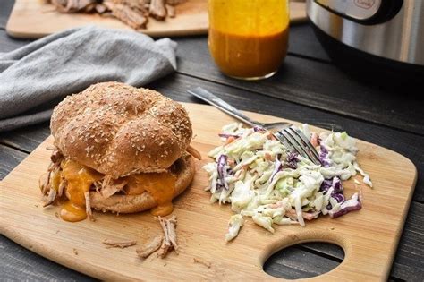 Healthy Pulled Pork With Mustard Bbq Sauce Instant Pot Slow Cooker The Foodie And The Fix